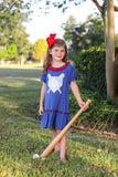 Trotter Street Kids Short Sleeve Applique Dress - Homerun - Let Them Be Little, A Baby & Children's Clothing Boutique