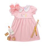 Trotter Street Kids Peter Pan Collar Applique Dress - School Supplies