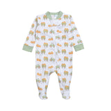 Baby Loren Printed Zipper Footie - Tractors and Pumpkins Green