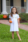 Trotter Street Kids Short Sleeve Dress - Pumpkin Embroidery