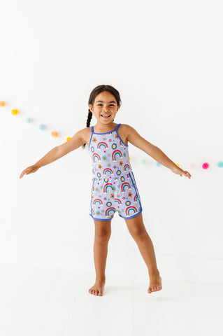 KiKi + Lulu Tank Shorts Romper - Rainbows (It’s all Flowers & Rainbows)