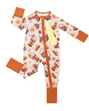 Lucky Panda Kids Zip Romper - Pumpkin Spice