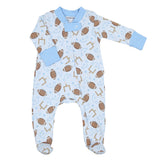 Magnolia Baby Printed Zipper Footie - Kick Off! Light Blue