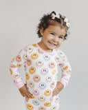 Lucky Panda Kids Long Sleeve Two Piece Set - Pink Smiley - Let Them Be Little, A Baby & Children's Clothing Boutique