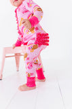 Kiki + Lulu Ruffled Zip Romper w/ Convertible Foot - On Game Days We Wear Pink