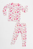 Macaron + Me Long Sleeve Toddler PJ Set - Pink Bows