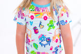 Birdie Bean Short Sleeve w/ Pants 2 Piece PJ Set - Care Bears™ Back to School (White)