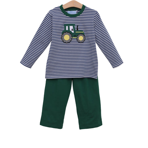 Trotter Street Kids Applique Pants Set - Tractor