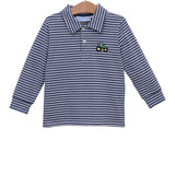 Trotter Street Kids Long Sleeve Applique Polo Shirt - Tractor