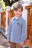 Trotter Street Kids Long Sleeve Applique Polo Shirt - Tractor