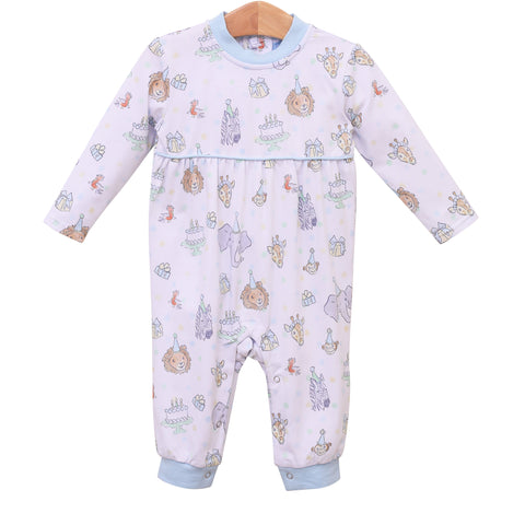 Trotter Street Kids Long Sleeve Printed Romper - Party Animals