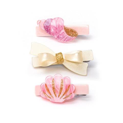 Lilies & Roses Alligator Clip - Seashell and Bow Pink Pearlized