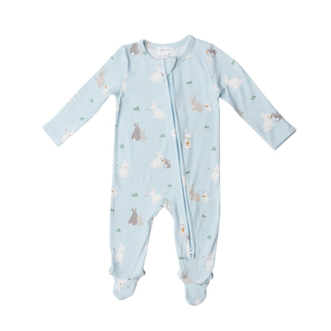 Angel Dear 2 Way Zipper Footie - Blue Whales